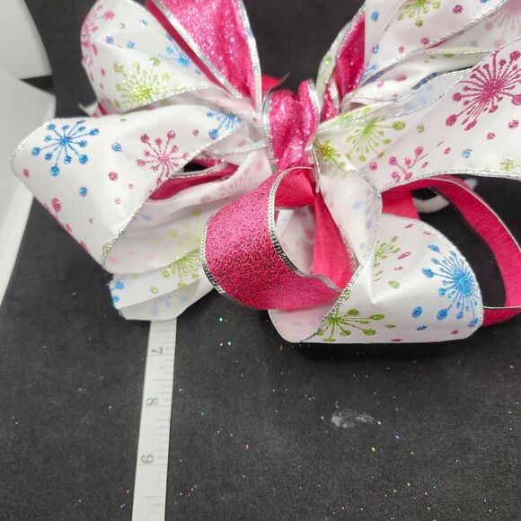 Hand Crafted Pink and White Decorative Bow - Picture 3 of 6
